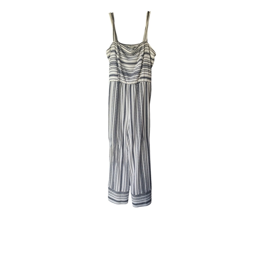 Speechless Womens XL Black White Striped Wide Leg Jumpsuit Geometric Boho Smock